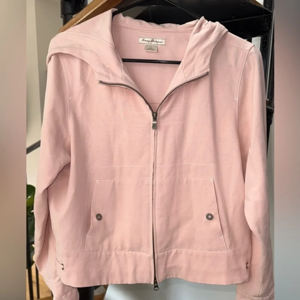 VINTAGE Tommy Bahama Hooded Jacket Womens S( 4-6)Silk Pink Full Zip - Picture 1 of 8